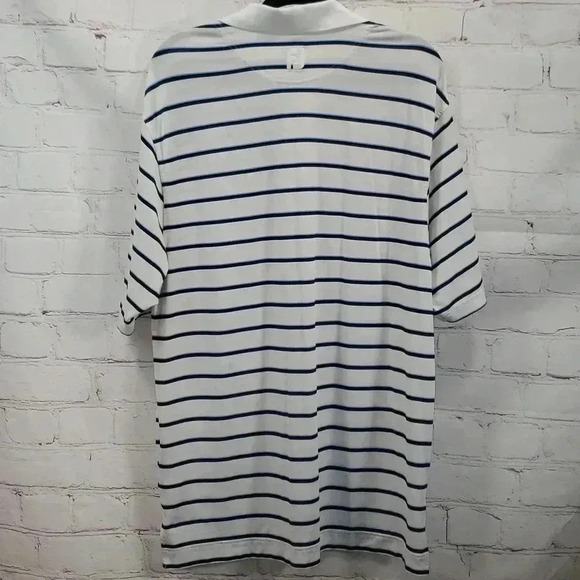 FootJoy FJ Golf Blue Striped Short Sleeve Polo Shirt Men's Size Large with Logo - Picture 10 of 13